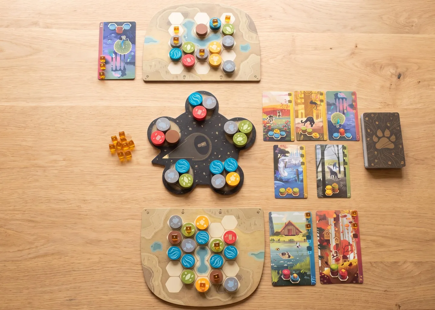 A game of Harmonies in progress, seen from above